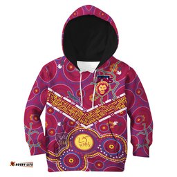 Brisbane Football Hoodie KID Indigenous Pattern Go Lions Unique Style