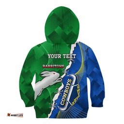 Personalised Rabbitohs And Cowboys Rugby Kid Hoodie Dynamic Style