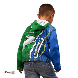Personalised Rabbitohs And Cowboys Rugby Kid Hoodie Dynamic Style