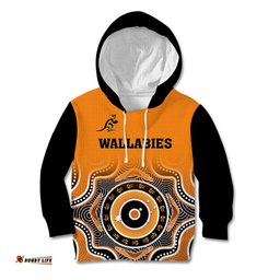 Wallabies Rugby Kid Hoodie Aussie Go Champions Indigenous Orange
