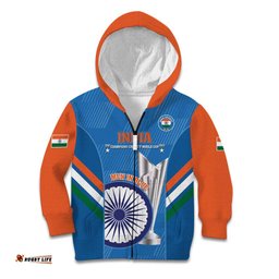 Custom India Cricket Kid Hoodie 2nd Champions World Cup Men In Blue