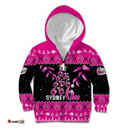 Sydney Sixers Cricket Christmas Kid Hoodie Merry Xmas Indigenous Art