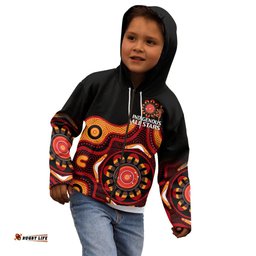 Australia Indigenous Rugby Kid Hoodie All Stars Aborigine Dreamtime Black Version
