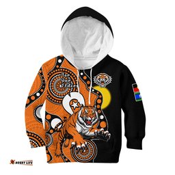 Wests Tigers Rugby NAIDOC Hoodie KID For Our Elders Indigenous Art