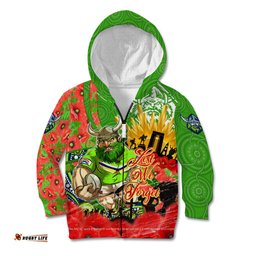 Personalised Mascot Raiders ANZAC Kid Hoodie Lest We Forget