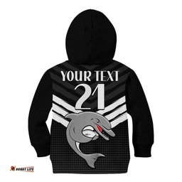 Custom Text And Number Redcliffe Dolphins Rugby Kid Hoodie Simple Black Style