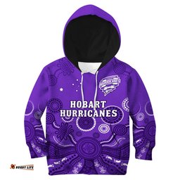Custom Text And Number Hobart Hurricanes Cricket Hoodie KID Indigenous Artsy