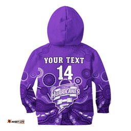 Custom Text And Number Hobart Hurricanes Cricket Hoodie KID Indigenous Artsy