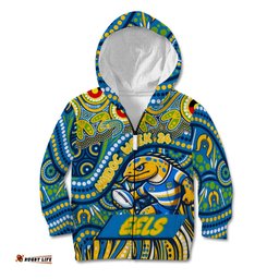 Custom Australia NAIDOC Week 2024 Kid Hoodie Parramatta Eels Mascot Keep The Fire Burning