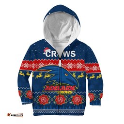 Adelaide Football Hoodie KID Crows Indigenous Merry Christmas