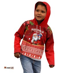 Australia Christmas Kid Hoodie Xmas In July Happy Santa Claus With Map Red Style