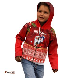Australia Christmas Kid Hoodie Xmas In July Happy Santa Claus With Map Red Style