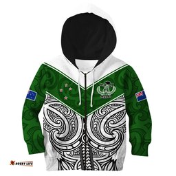 Custom Text And Number New Zealand Silver Fern Rugby Hoodie KID Maori Pacific