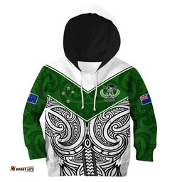 Custom Text And Number New Zealand Silver Fern Rugby Hoodie KID Maori Pacific