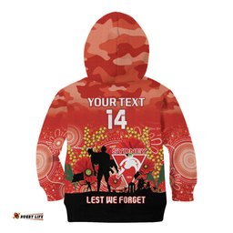 Custom Swans Football ANZAC Kid Hoodie Gallipoli Camouflage With Poppies
