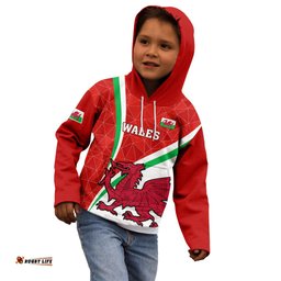 Wales Rugby Kid Hoodie World Cup Cymru Curve Style