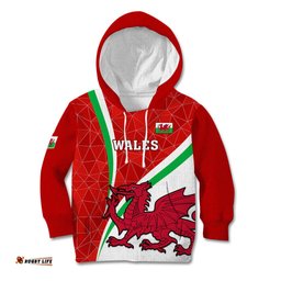 Wales Rugby Kid Hoodie World Cup Cymru Curve Style