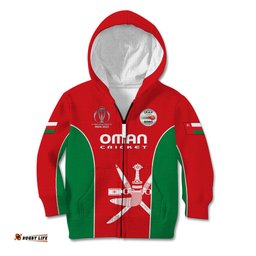 Personalised Oman Cricket Kid Hoodie Dynamic Version