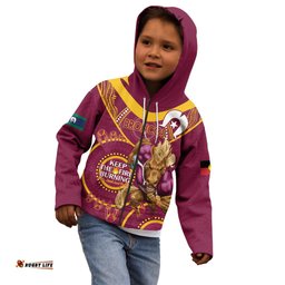 Custom NRL Broncos NAIDOC Week Kid Hoodie Keep The Fire Burning Indigenous Art