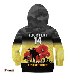Custom Richmond Football ANZAC Kid Hoodie Gallipoli Camouflage With Poppies