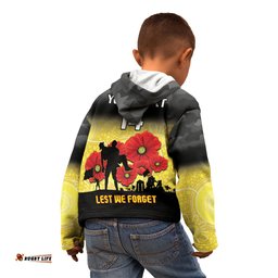 Custom Richmond Football ANZAC Kid Hoodie Gallipoli Camouflage With Poppies