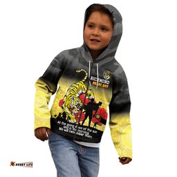 Custom Richmond Football ANZAC Kid Hoodie Gallipoli Camouflage With Poppies