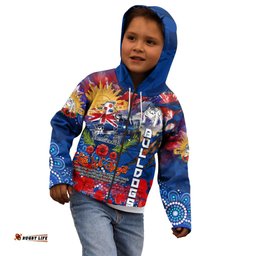 Personalised Australia Rugby Bulldogs ANZAC Kid Hoodie Canterbury Bankstown Scratch Style