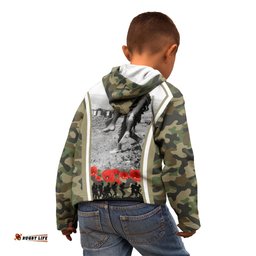 New Zealand and Australia ANZAC Day Kid Hoodie Koala and Kiwi Bird Soldier Gallipoli Camouflage Style