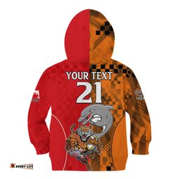 Custom Text And Number NRL Half Dolphins and Half Tigers Kid Hoodie Sporty Style