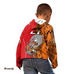 Custom Text And Number NRL Half Dolphins and Half Tigers Kid Hoodie Sporty Style