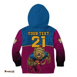 Custom AFL Lions Champions Kid Hoodie Proud Brisbane Aboriginal Vibe