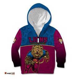 Custom AFL Lions Champions Kid Hoodie Proud Brisbane Aboriginal Vibe