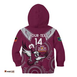 Custom NRL Sea Eagles NAIDOC Week Kid Hoodie Keep The Fire Burning Indigenous Art