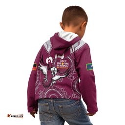 Custom NRL Sea Eagles NAIDOC Week Kid Hoodie Keep The Fire Burning Indigenous Art