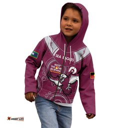 Custom NRL Sea Eagles NAIDOC Week Kid Hoodie Keep The Fire Burning Indigenous Art