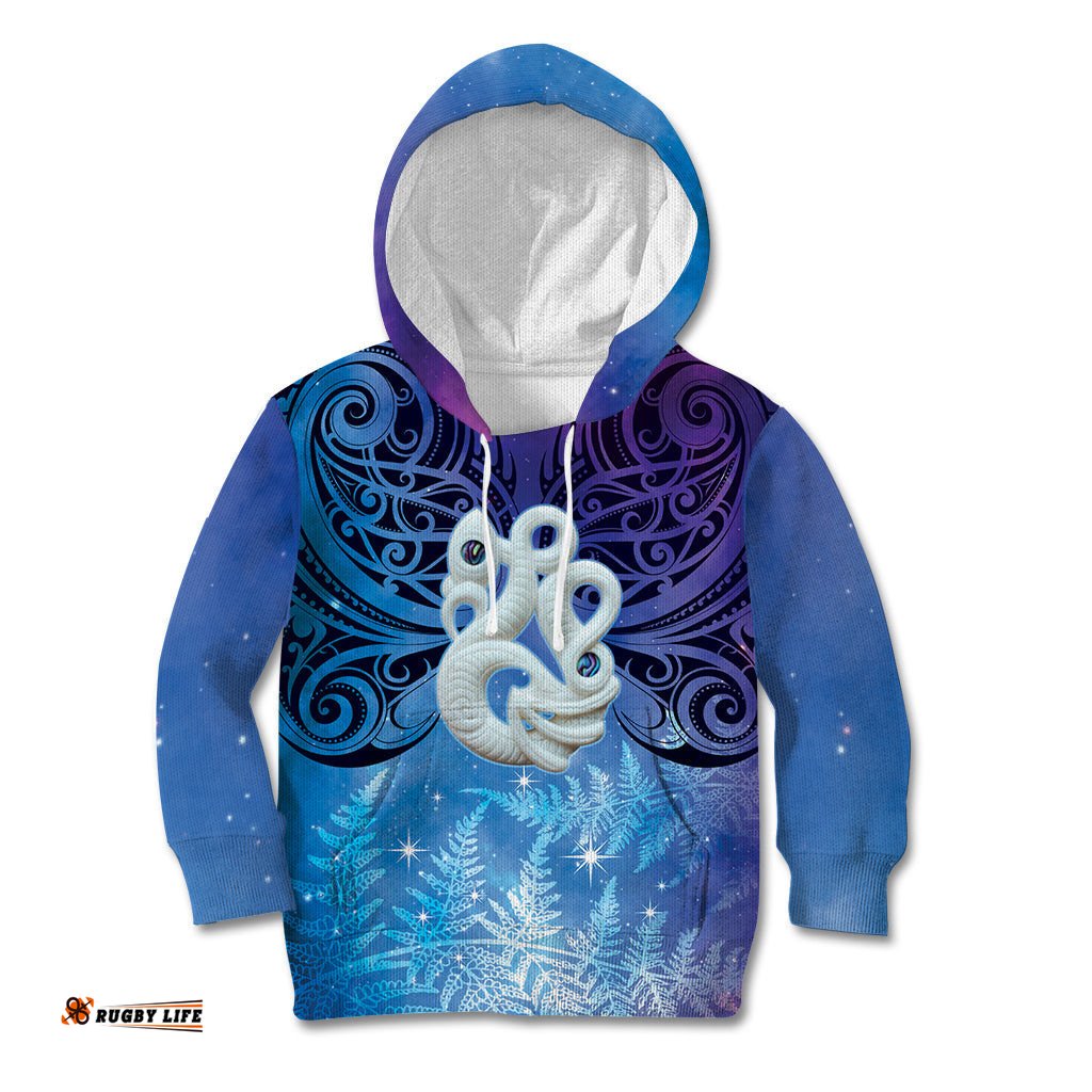 New Zealand Matariki Kid Hoodie Aotearoa Maori New Year Manaia Galaxy Vibes