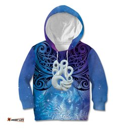 New Zealand Matariki Kid Hoodie Aotearoa Maori New Year Manaia Galaxy Vibes