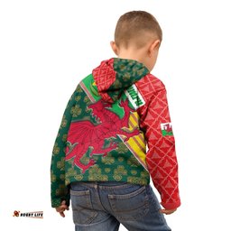 Celtic Wales Zip Up Hoodie Kid Cymru Dragon and Daffodils