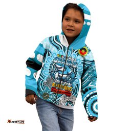 Custom NAIDOC Week 2024 Sharks Kid Hoodie Mascot Rugby