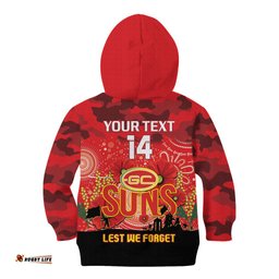 Custom Suns Football ANZAC Kid Hoodie Gallipoli Camouflage With Poppies