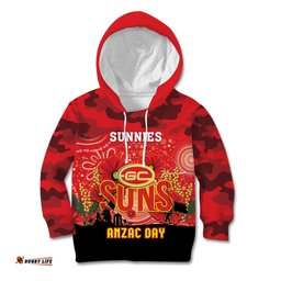Custom Suns Football ANZAC Kid Hoodie Gallipoli Camouflage With Poppies