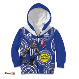 Custom AFL Kangaroos NAIDOC Week Kid Hoodie Keep The Fire Burning Indigenous Art