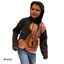Australia Mothers Day Kid Hoodie Mom And Baby Footprint Indigenous