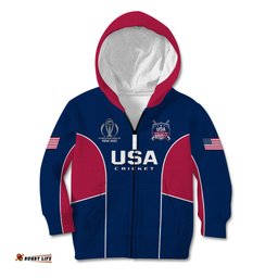 Personalised United States Cricket Kid Hoodie Go USA Dynamic Version