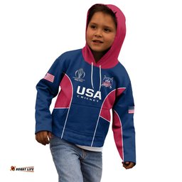 Personalised United States Cricket Kid Hoodie Go USA Dynamic Version