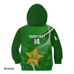 Personalised Pakistan Cricket Kid Hoodie Shaheens Go Champions World Cup