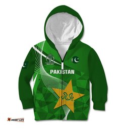 Personalised Pakistan Cricket Kid Hoodie Shaheens Go Champions World Cup