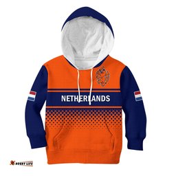 Custom Text And Number Netherlands Cricket Hoodie KID ODI Simple Orange Style