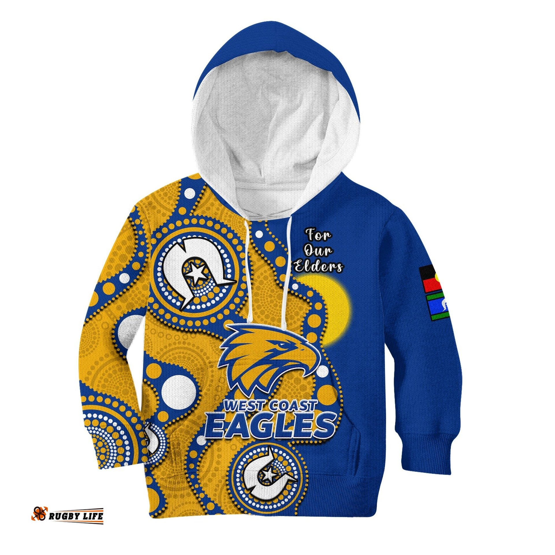 West Coast Eagles Football NAIDOC Hoodie KID Indigenous For Our Elders
