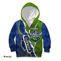 Personalised Cowboys And Raiders Rugby Kid Hoodie Sporty Version